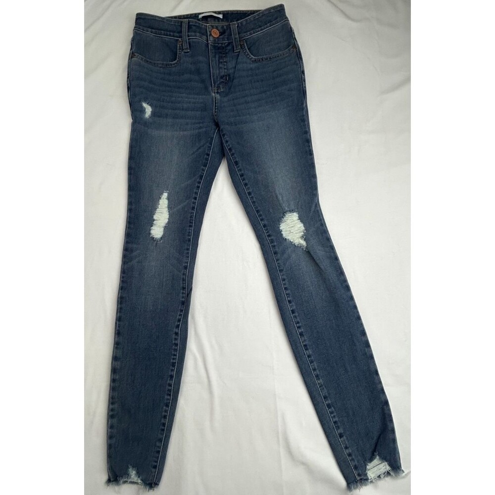 Primark Women’s Skinny Jeans Size L US 10/12 Distressed Raw Hem Medium Wash